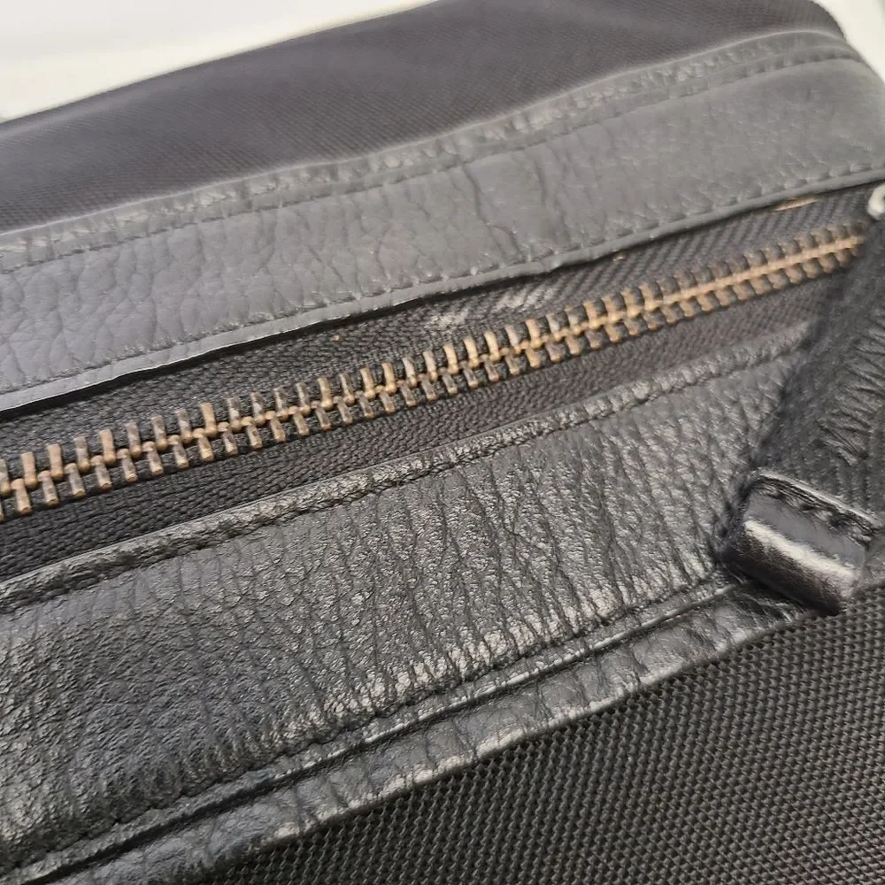 Banana Republic Large Black Canvas Leather Trim Duffle Weekender Travel Bag
